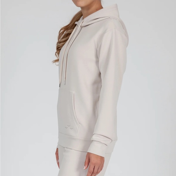 Lazy pants PREMIUM LUXE SUEDED SCUBA HOODIE IN BONE - Picture 3 of 8